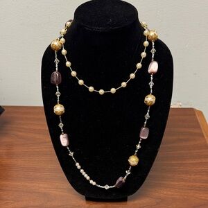 Handmade Pearl and Gold Beaded Necklace